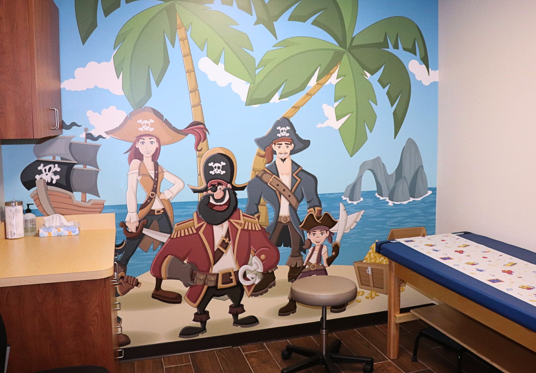 Helotes Campus Clinic Pediatrics Pirate Wallpaper Exam Room