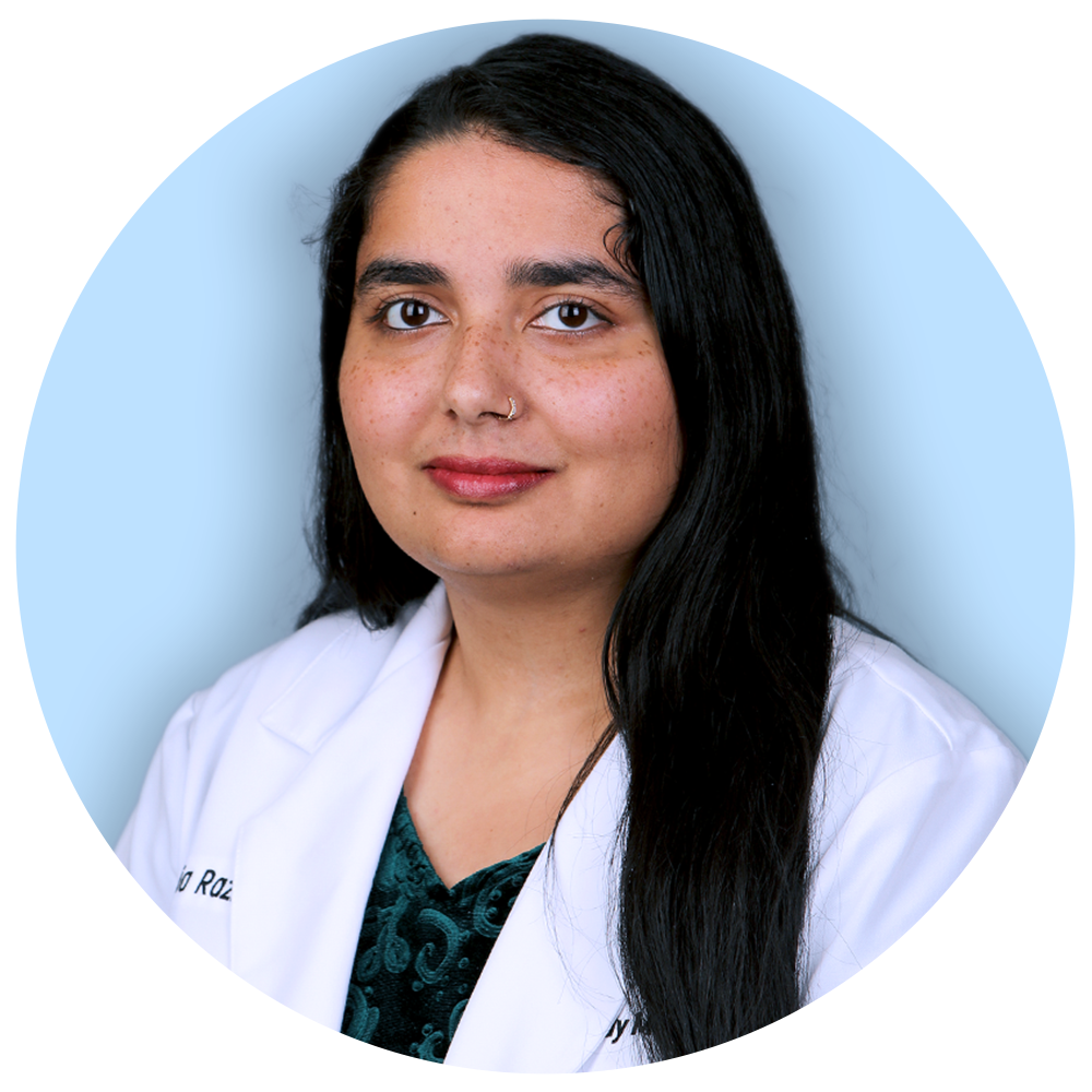 Headshot of Dr. Sania Razzak, DO (circle)